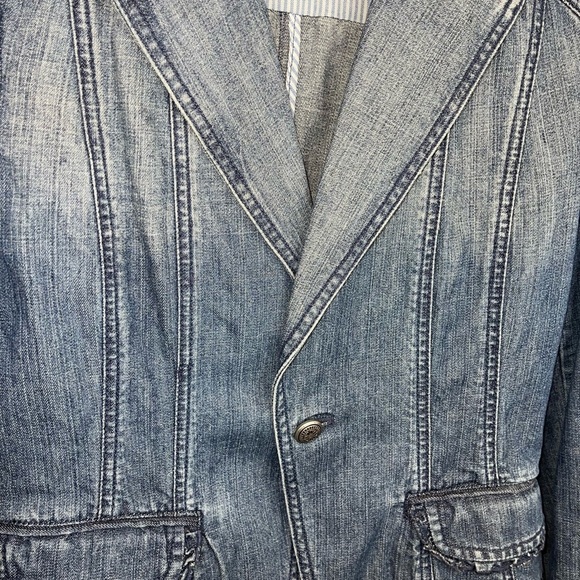 Tommy Hilfiger Vintage Denim Jacket Cropped Scalloped Puff Sleeve M - Picture 5 of 15